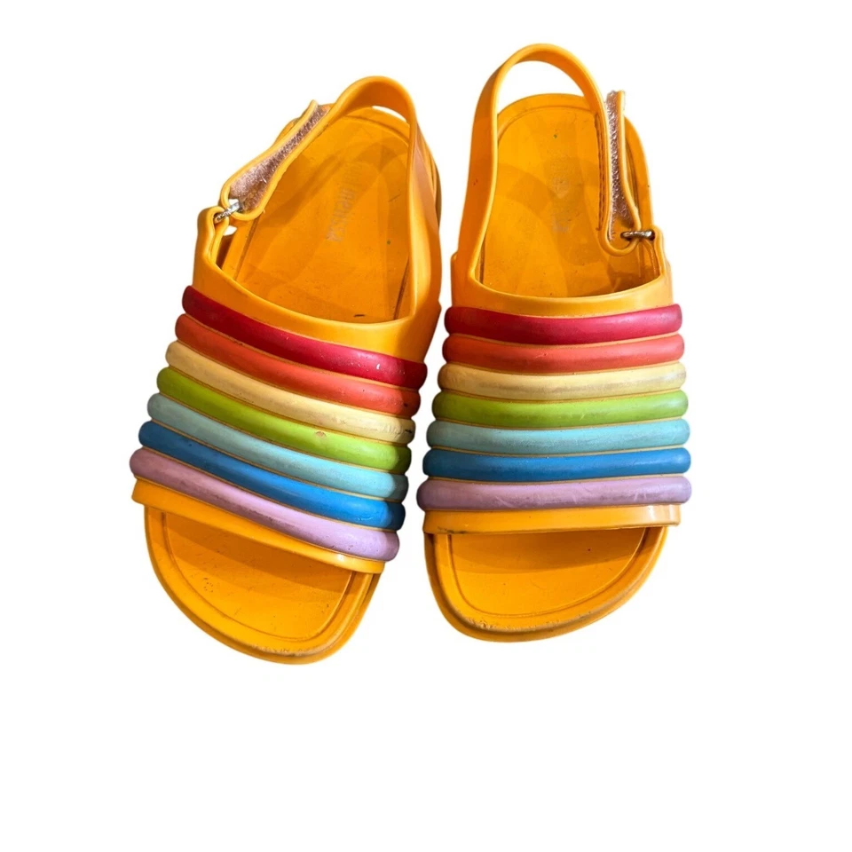 Sandalias Melissa Rainbow Slides amarillas para niñas pequeñas, cómodos zapatos coloridos Foto 1 de 1