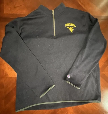 Sudadera West Virginia Mountaineers Para Hombres XL 1/4 Cremallera Suéter WVU Azul/Dorado Foto 1 de 4
