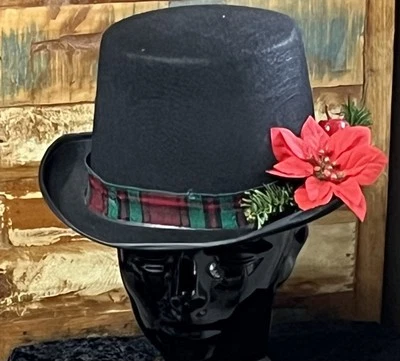 UNISEX VICTORIANO NAVIDAD VILLANCICO DISFRAZ NEGRO SOMBRERO DE COPA-rojo-puncua-verde Foto 1 de 4