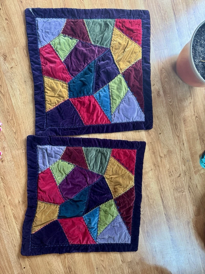 Pottery Barn velvet patchwork Pillow Covers - 25” X 25” - Image 1 of 4