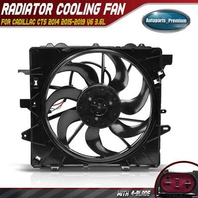 Ventilador de radiador con conjunto de motor sin escobillas para Cadillac CTS 2014-2019 3,6 L Turbo Foto 1 de 4