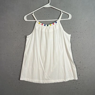Boden Kids White Halter Top With Multicolor Bead Detail Size 13-14Y - Image 1 of 4