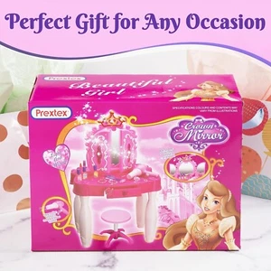Kids Princess Makeup Accessories Table with Vanity Mirror & Chair Play Set-NEW - Picture 1 of 7