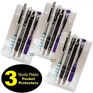Pocket Protector, Clear Sturdy Plastic, Safeguards Shirts, Pack of 3 - Picture 1 of 1