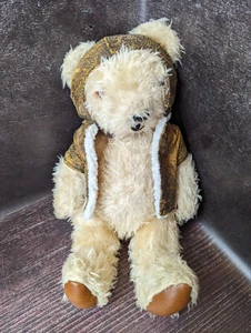 RARE Vintage Stuffed Toy Plush Teddy Bear Pilot Aviator Hat Vest 35cm - Picture 1 of 11