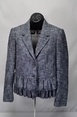 Rebecca Taylor Blue Tweed Pattern Blazer Size 6 - Image 1 of 4