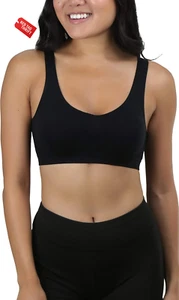 Women's Racerback or Scoop Back Compression Supportive Classic Sports Bra - Picture 1 of 13
