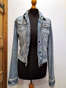 Abercrombie and Fitch Vintage Denim Jacket distressed look size Medium UK 8 - 10 - Picture 1 of 20