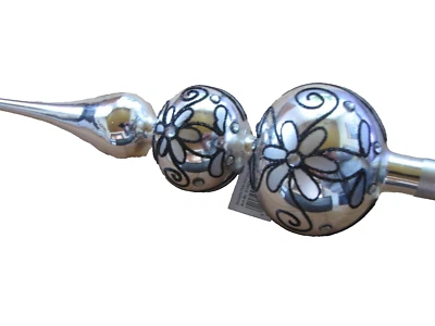 Marke: Kaheku Baumschmuck Baumspitze Tannenbaumspitze Glas Petalo silber glanz - Bild 1 von 3