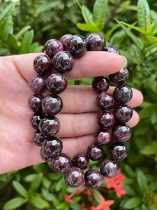 Grade A++ Garnet Crystal Bead Bracelet 12mm, Genuine Garnet Gemstone Bracelet - Picture 1 of 9