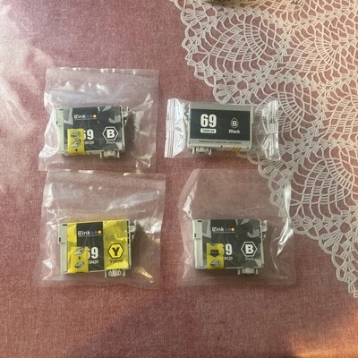 EZInk Lot Of 4 69 TO69120 & TO69420 cartridges, 3 Black And 1 Yellow - Image 1 of 2