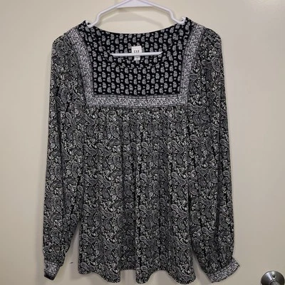 GAP Women’s Paisley Floral Round Neck Long Sleeve Blouse (Size XS) - Image 1 of 3