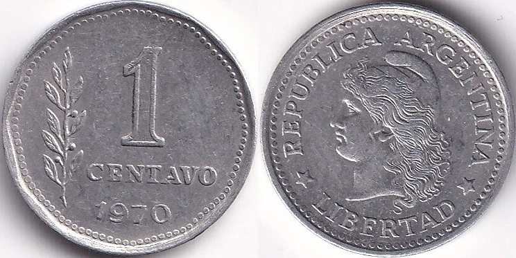 1 Centavo 1970 Argentine Argentina - Allégorie de la liberté - Photo 1/1