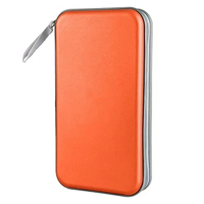 CD Case Holder, 80 Capacity CD/DVD Case Holders Wallet Hard Plastic CD Orange - Image 1 of 4