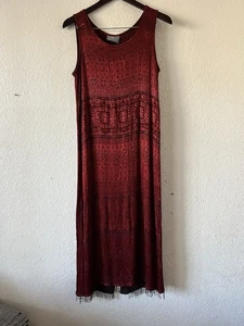 Maxi Vestido Vintage Años 90 Carol Anderson Borgoña Mediano Vampiros Capricho - Imagen 1 de 12
