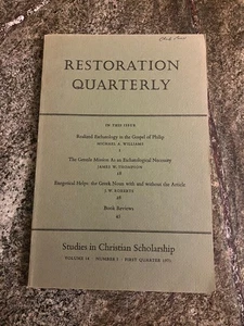 Restoration Quarterly Vol.14 No.1 first quarter 1971 - Bild 1 von 1