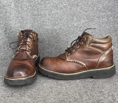 ARIAT 4LR Kiltie Boots Women 7B Lace Up Brown Leather Western Work Fat Baby - Image 1 of 4