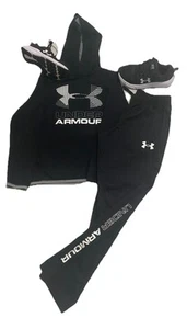 Under Armour Boys Sweatpants And Hoodie Set Size Youth Large 14-16 Black White - Picture 1 of 8