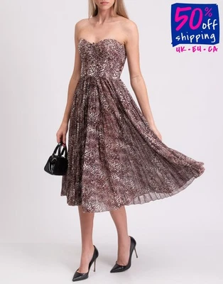 RRP€1100 ELISABETTA FRANCHI Pleated Dress IT40 US4 UK8 S Made in Italy - Image 1 of 4