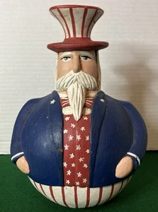 Original Hand Carved Uncle Sam 8” Wood Sculpture - Folk Art - Very Unique! - Picture 1 of 9