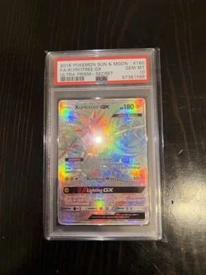2018 PSA 10 Xurkitree GX FA FullArt Rainbow Secret Rare 160 Pokemon Ultra Prism - Image 1 of 2