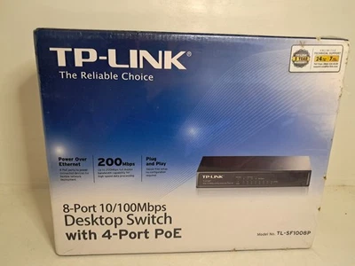 TP-link  8 Port 10/100 Mbps  Desktop Switch with 4-Port PoE TL-SF1008P Vs. 4.0 - Image 1 of 4
