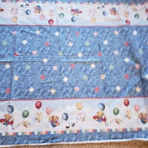 New Vtg Daisy Kingdom Fabric Balloon Ride Double Border 5.5 Yards Bears Nursery - Picture 1 of 4