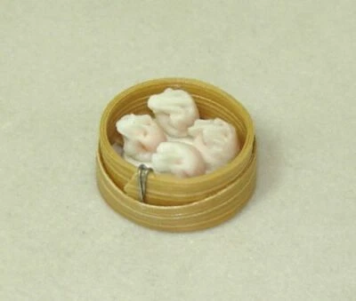 Dollhouse Dim Sum Shanghai Dumplings Bamboo Steamer Basket Miniature Asian Food