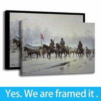 Gerald Harvey Jones Painting Print on Canvas Art Deco Cowboy Rainy Morning 12x16