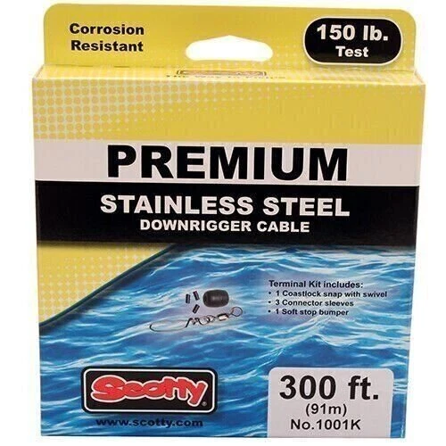 Scotty Premium Stainless Steel Downrigger Cable w/Terminal Kit 300' Spool 1001K - Image 1 of 1