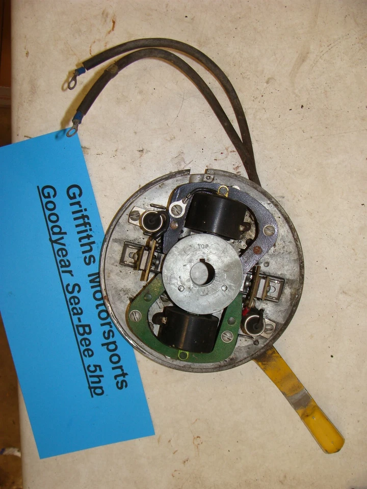1940's Goodyear Sea-Bee outboard Gale OMC 5hp 025-3564 ignition coil point plate - Image 1 of 4