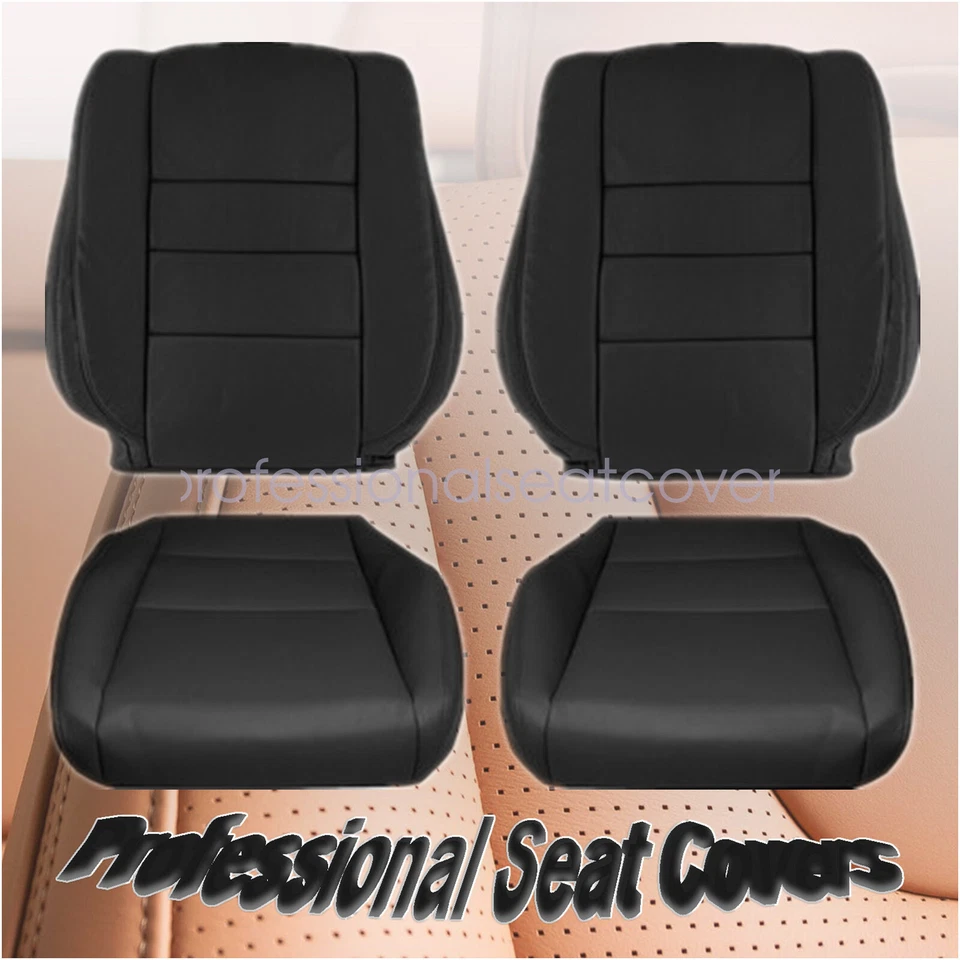 For 2008-2012 Honda Accord 4-Door Driver & Passenger Leather Seat Cover Black - Image 1 of 4