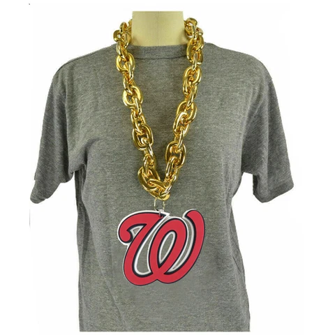 New MLB Washington Nationals GOLD Fan Chain Big Necklace Foam Cover