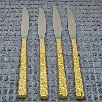 Juego de 4 cuchillos de cena Rogers GOLDEN LOVE 1847 preciosos flores cubiertos Foto 1 de 4