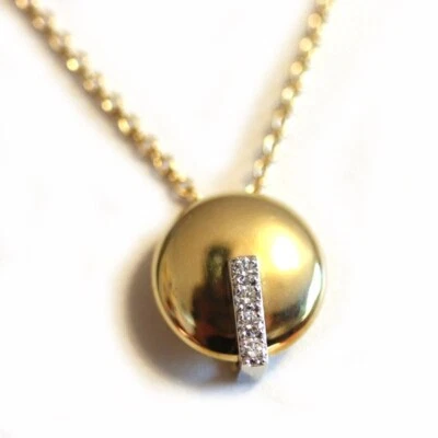 NUEVO COLLAR COLGANTE REDONDO DE DIAMANTES DE ORO AMARILLO Y BLANCO DE 18 K ROBERTO COIN Foto 1 de 4