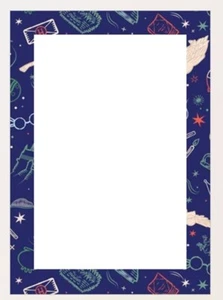 10 Sheets 5 Envelopes A4 UNLINED Letter Set: Harry Potter blue symbols - Picture 1 of 1