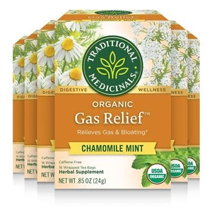 Organic Herbal Tea for Gas Relief Bloating Aid Pack of 6 Aromatic Minty Blend - Picture 1 of 8