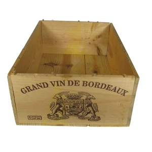 Vintage Grand Vin De Bordeaux Wooden Wine Crate Box Crest Home Decor Barware - Picture 1 of 16