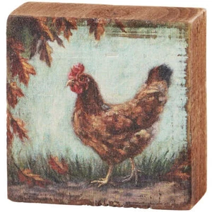 Fall Huhn | 3"" x 3"" Holz Fallblock Schild | Primitives von Kathy - Bild 1 von 2
