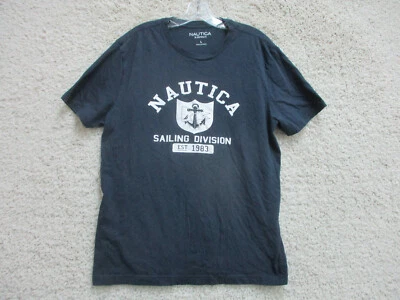 Camiseta pijama Nautica grande adulto azul marinho roupa de dormir logotipo vela masculina G - Imagem 1 de 4