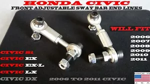 2006 to 2011 Honda Civic Fully Adjustable Front Sway End Links Si EX DX LX USDM - Picture 1 of 3