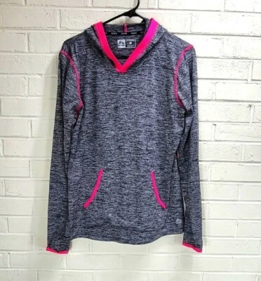 RBX Womens Lightweight Hoodie Pullover Top Long Sleeve Black White Pink Accents  - Image 1 of 4