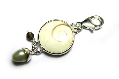 Charm Nautilusschnecke mit Rauchquarz und Perle 40 mm - Bild 1 von 2