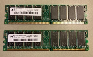2 Micron RAM Memory Module MT16VDDT3264AG-265B1 PC2100U 256MB DDR 266Mhz - Picture 1 of 2