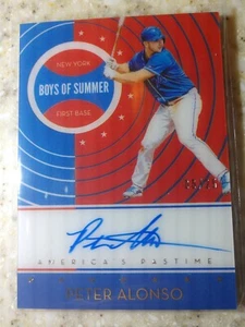 2019 Panini Chronicles /25 Boys of Summer Gold Auto RC Peter Alonso Mets  - Picture 1 of 2