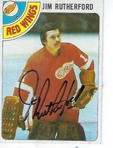 Jim Rutherford firmado 1978-79 Topps #74 - Detroit Red Wings - Imagen 1 de 1