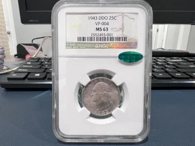 1943 DDO VP-004 25c Washington Silver Quarter NGC MS 63 CAC  Approved (AJJ) - Image 1 of 3