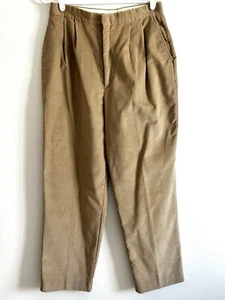 Vintage Haggar Womens Tan Pleated Corduroy High Waisted Mom Pants Preppy 14P - Picture 1 of 5