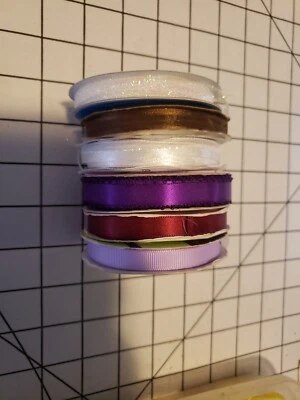 RIBBON LOT 6 SPOOLS * 5/16" & 3/8"  - Image 1 of 4