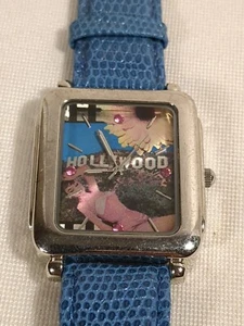 Hollywood Scene Quartz Watch Blue Faux Snakeskin Leather Band UNTESTED - Picture 1 of 6